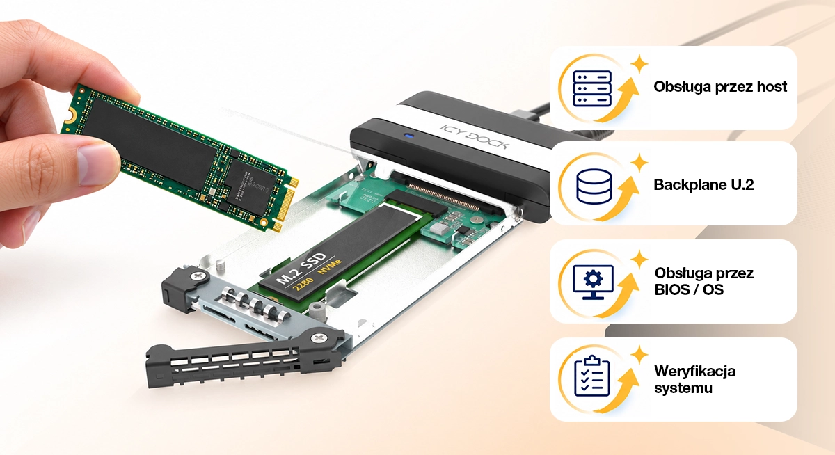 Wymiana dysku M.2 NVMe podczas pracy w systemie U.2